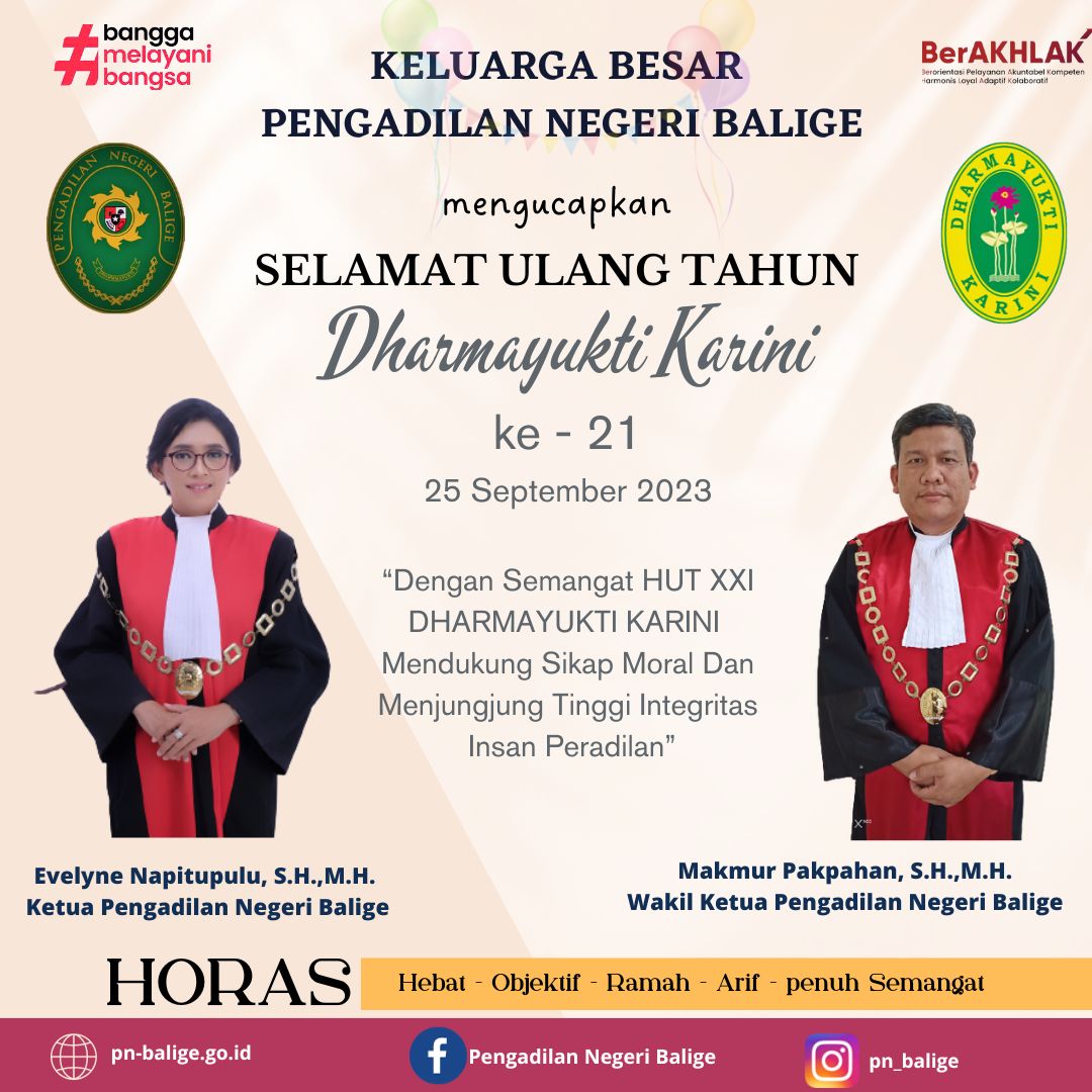 Selamat Ulang Tahun Dharmayukti Karini ke -21